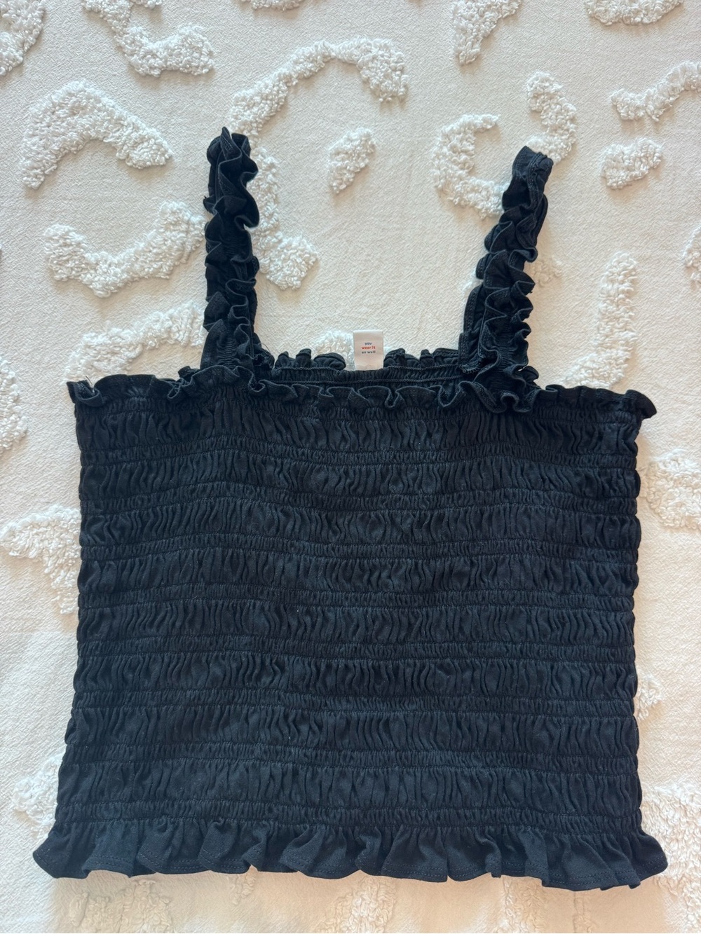 Old Navy Black Smocked Ruffle Camisole